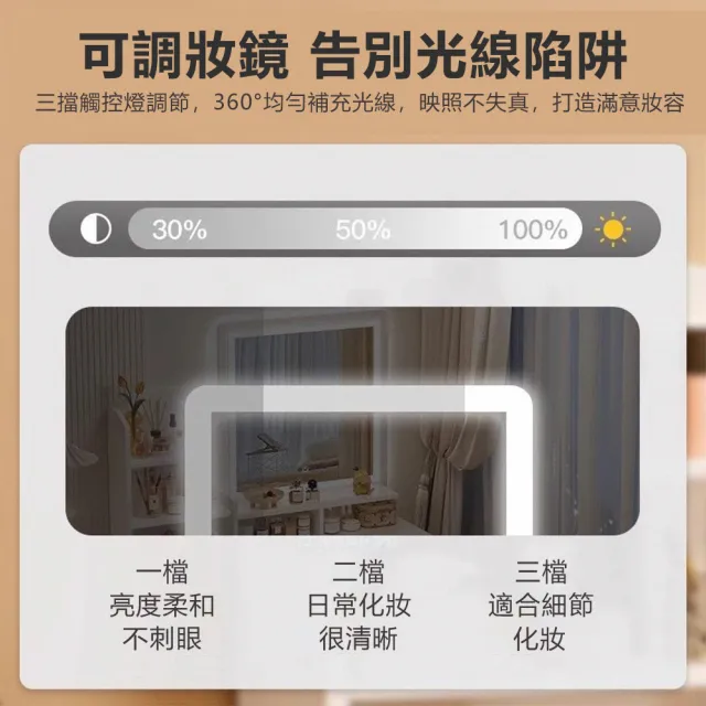 【匠俱】梳妝台 化妝桌椅組合 80公分（LED燈+方鏡+花瓣椅 四抽 書桌化妝桌一體 歐式化妝鏡收納櫃 ）