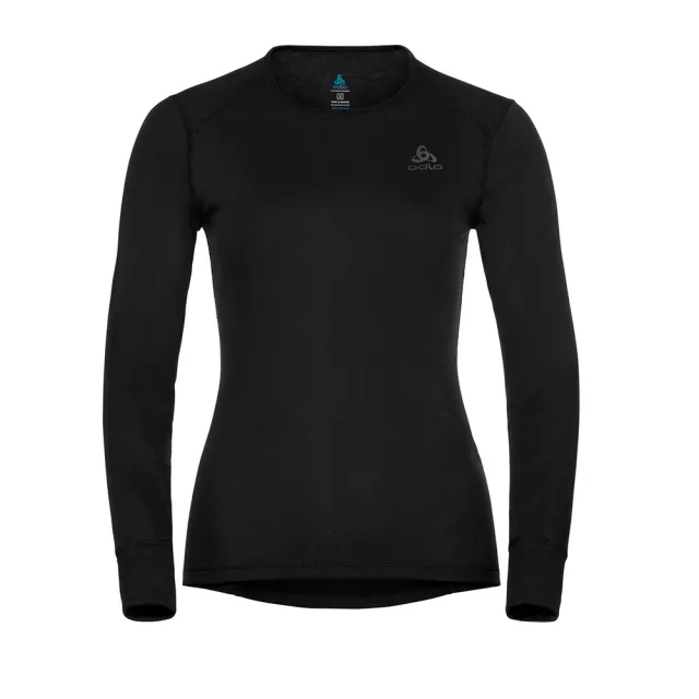 【ODLO】女 銀離子保暖型 圓領上衣 黑 159101-15000