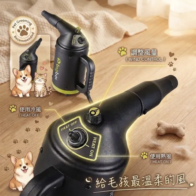 【bigboi】澳洲寵物冷熱吹風機含手持軟管組 Buddi PLUS+含背帶軟管(原裝進口 保固三年)