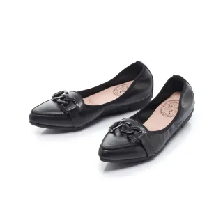 【FAIR LADY】我的旅行日記 俐落尖頭鏈帶增高平底鞋(經典黑/502296 女鞋)