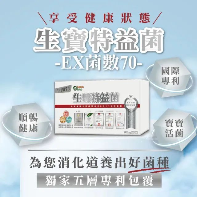 【生寶國際生技】官方直營 LP110+119特益菌70E 膠囊 益生菌 8盒入共240粒 (30粒/盒)