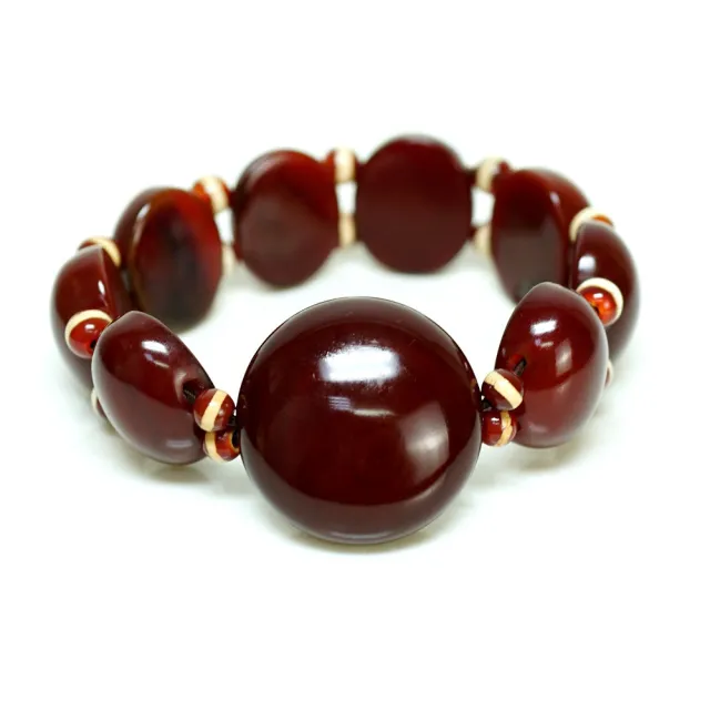 【藏珠家】精品30mm紅玉髓圓板珠天珠手鍊-1