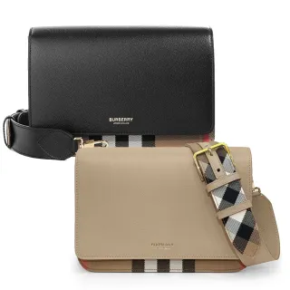 【BURBERRY 巴寶莉】80840251 / 80844911 經典Mackford Check格紋拼接肩背斜背兩用包郵差包(兩色可選)