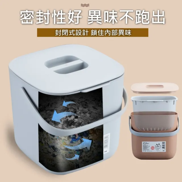 【ROYAL LIFE 皇室生活】廚房瀝水廚餘回收垃圾桶-2入組(廚餘桶/垃圾桶/堆肥桶/瀝水廚餘桶/回收桶)