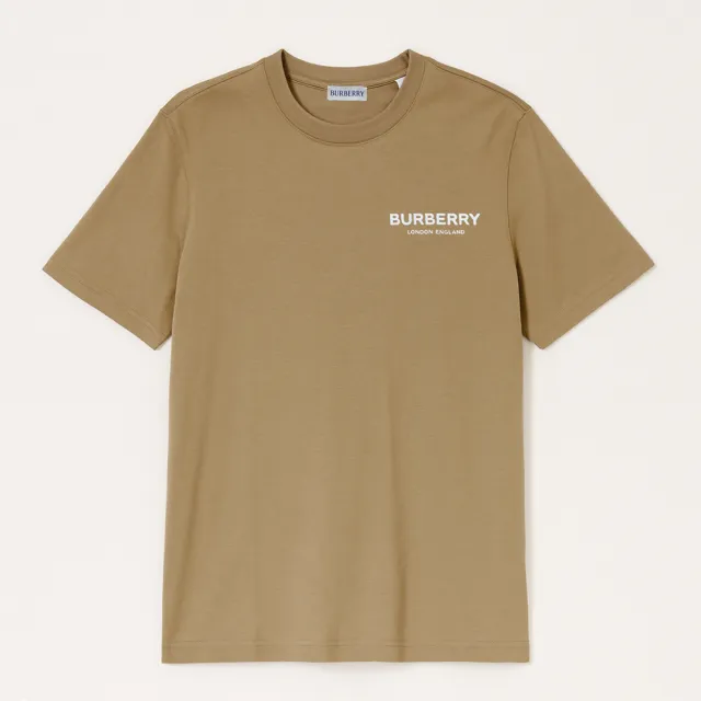 【BURBERRY 巴寶莉】短袖印花T恤(女款/深米)