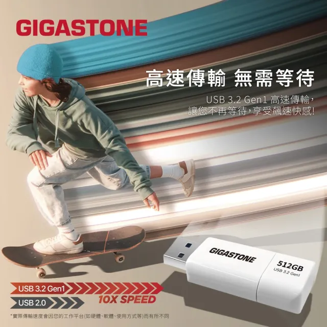 【Gigastone 立達國際】2入組 256GB USB3.1/3.2 Gen1 極簡滑蓋隨身碟 UD-3202 白(256G USB3.2 高速隨身碟)