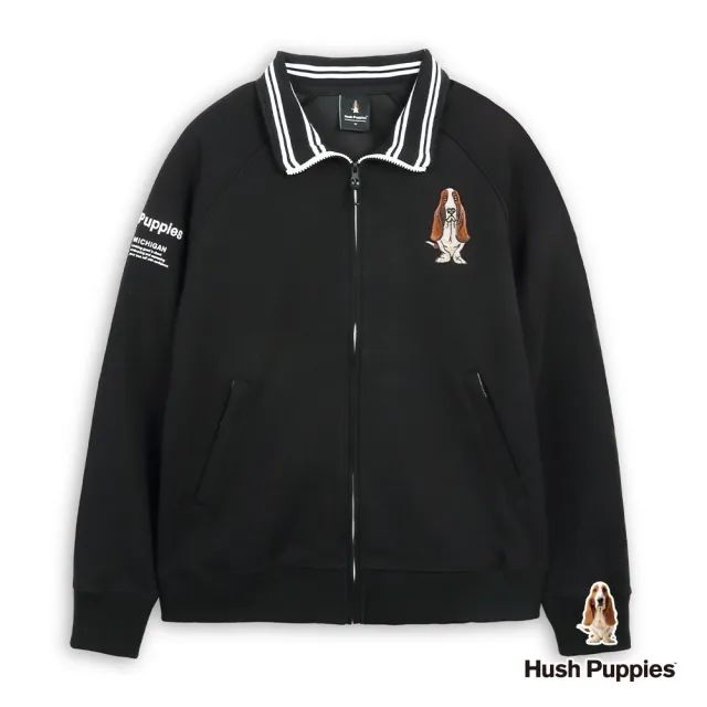 【Hush Puppies】男裝 外套 涼感鋼模漁夫帽狗立領外套 (黑色 / 63117103)