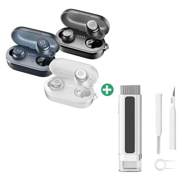  TOZO T10S 運動耳機搭載5.38mm大動圈單元與ENC AI通話技術，提供清晰語音與強烈低音表現。IPX8防水等級，適合運動與戶外使用。支援Type-C連線，相容Android與iOS系統，並附贈耳帽、說明書與充電盒，輕巧舒適，提升運動體驗。 