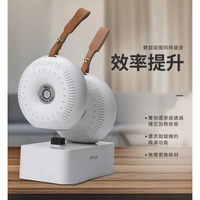 【GW 水玻璃】2.0甜甜圈雙效除濕組 ACA340A-AA3401(2.0甜甜圈*2+新版雙效還原座*1+烘乾架*1)