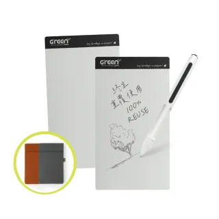【Green Board 】7.2吋磁性電紙板 MT7進階收納組 - 黑色(電紙板x2+手寫筆+皮革夾  MIT雙專利設計)