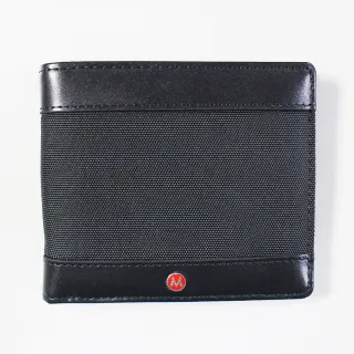 【MONDAINE 瑞士國鐵】尼龍皮革八卡短夾 黑 XW-100391K (庫)