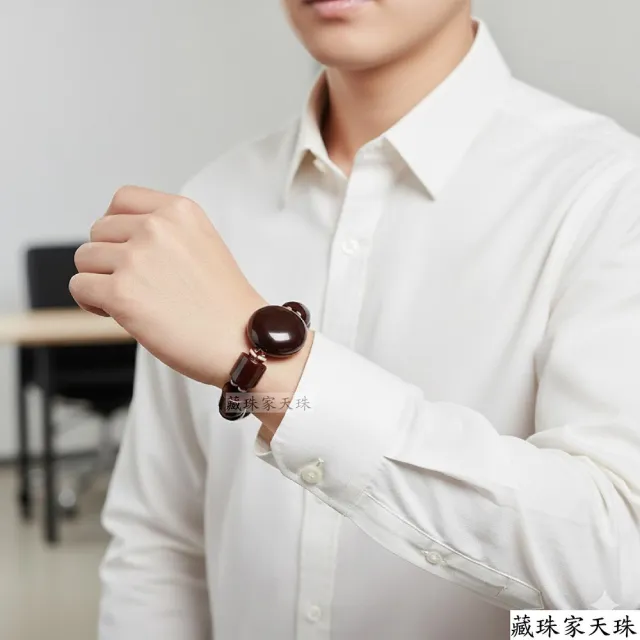 【藏珠家】精品30mm紅玉髓板珠天珠手鍊-2