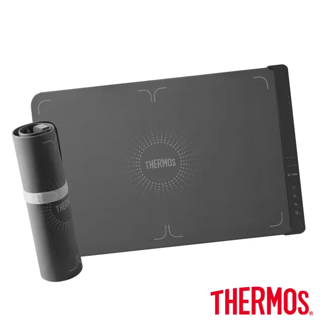 【THERMOS 膳魔師】不鏽鋼彎柄牛奶鍋湯鍋16cm+暖暖好食墊(MLK-S16B+EHAT-5901A-GY)(轉)