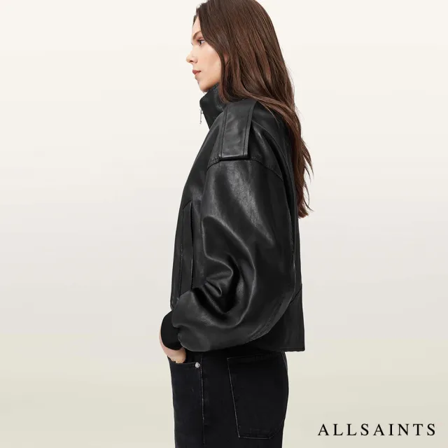 【ALLSAINTS】LOWDEN 寬鬆高領羊皮皮衣外套 W036LE(舒適版型)