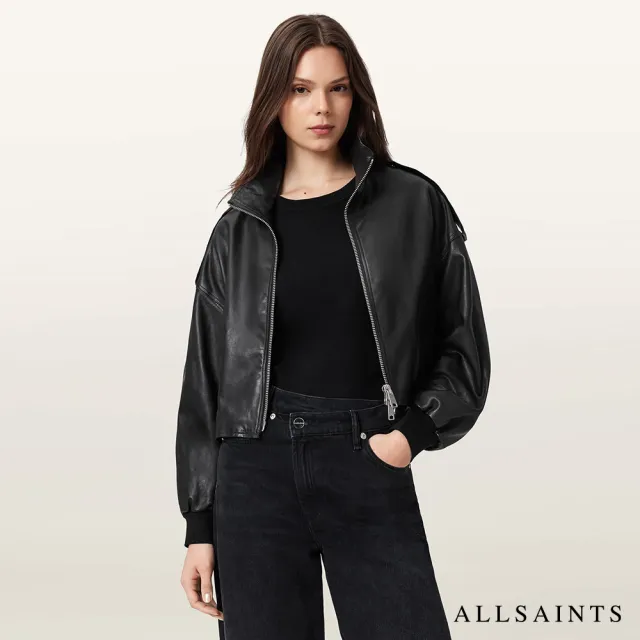 【ALLSAINTS】LOWDEN 寬鬆高領羊皮皮衣外套 W036LE(舒適版型)