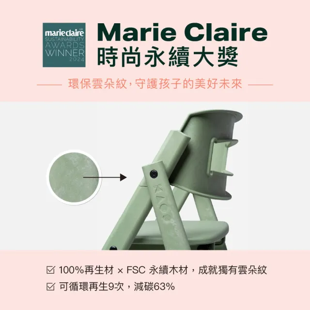 【Kaos】Klapp折疊成長餐椅經典組-永續新星三色-主體＋護圍＋餐盤＋安全帶(兒童/餐椅/學習椅/書桌椅)