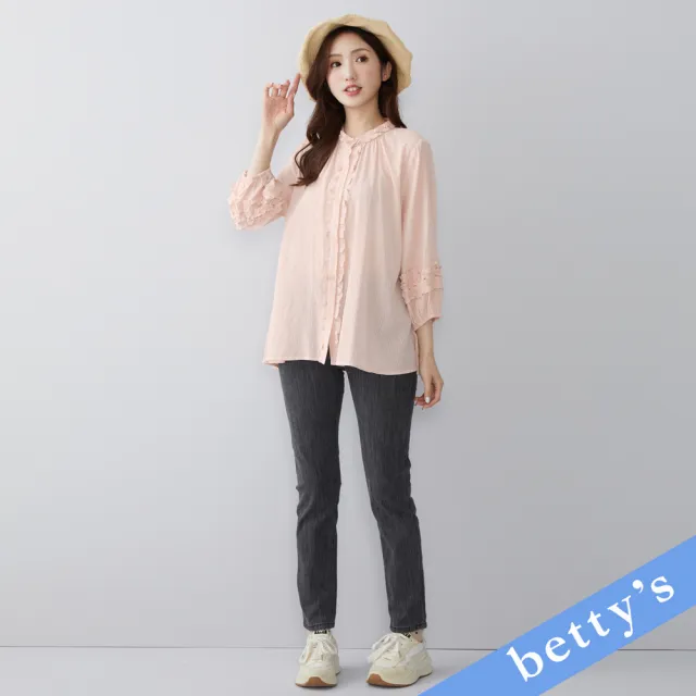 【betty’s 貝蒂思】荷葉邊小立領長袖襯衫(粉色)