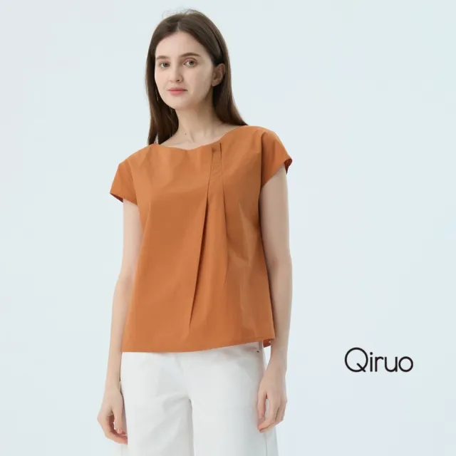 【Qiruo 奇若名品】春夏專櫃精品橘色短袖上衣3096A  棉質女裝