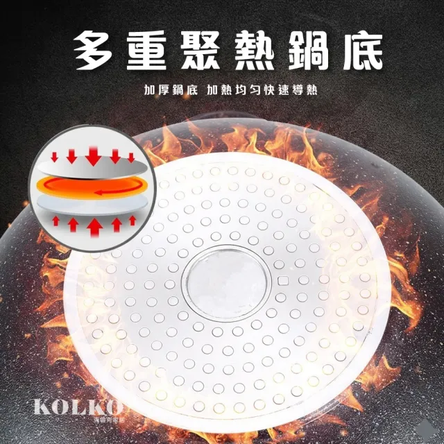 【KOLKO 克魯克家居】韓式正宗麥飯石不沾炒鍋-帶蓋30cm(不沾鍋 炒鍋 平底鍋)