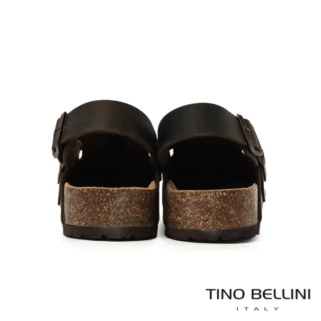 【TINO BELLINI 貝里尼】真皮紳士後空軟木軟底鞋  (BIONATURA 腳床舒適鞋 男鞋 拖鞋 涼鞋HM0B006-6)