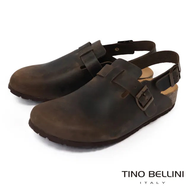 【TINO BELLINI 貝里尼】真皮紳士後空軟木軟底鞋  (BIONATURA 腳床舒適鞋 男鞋 拖鞋 涼鞋HM0B006-6)