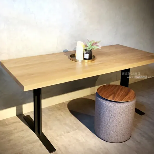 【Trohome 拓家設計家具】可訂製 匠心 實心扁鐵腳餐桌/工作桌150cm