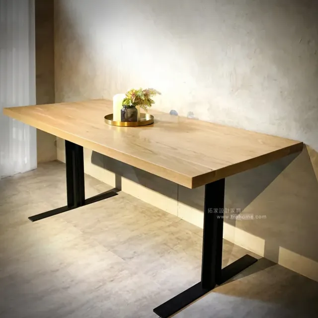 【Trohome 拓家設計家具】可訂製 匠心 實心扁鐵腳餐桌/工作桌150cm