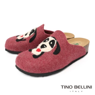 【TINO BELLINI 貝里尼】歐洲進口 BIONATURA 腳床舒適鞋 羊毛氈 狗狗 軟木軟底 拖鞋 FZ4B005-2(莓紅色)