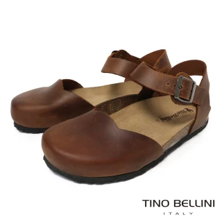 【TINO BELLINI 貝里尼】歐洲進口 BIONATURA 腳床舒適鞋 娃娃鞋造型 軟木軟底 拖鞋 FS0B003-9(駝色)