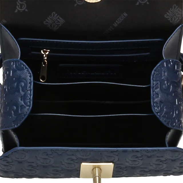 【steve madden】LOGO壓紋多夾層側背包 BNOYA-E(藍色)
