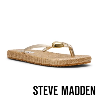 【steve madden】金屬圓形飾扣夾腳拖鞋 SURFUP(金色)