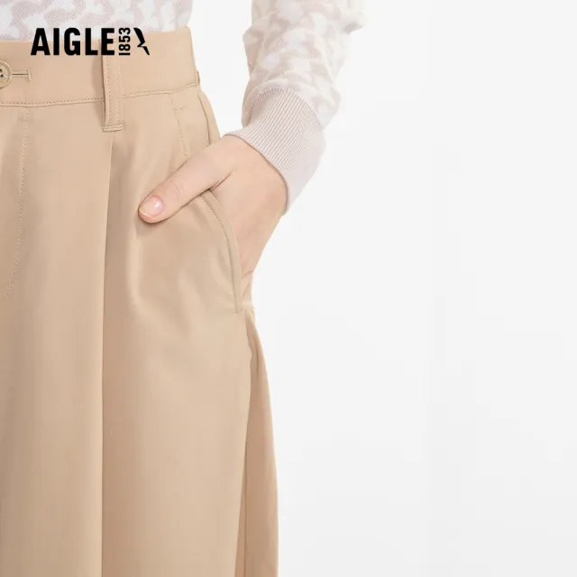 【AIGLE】女 抗UV快乾彈性七分寬褲｜AG-5P236(防曬 抗UV 吸濕排汗 快乾 機能長褲 彈性長褲 寬褲)