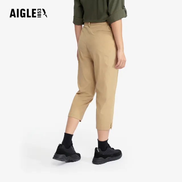 【AIGLE】女 抗UV快乾彈性七分褲｜AG-5P235A150 卡其(防曬 抗UV 吸濕排汗 快乾 機能長褲 彈性長褲)