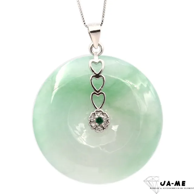 【JA-ME】天然A貨翡翠 冰種飄綠平安扣925純銀項鍊