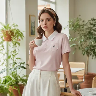 【FILA】女短袖POLO衫-粉紅(5POA-1421-PK)