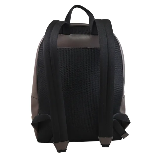 【BALLY】HARYS 經典精緻條紋織帶牛皮商旅包後背包(深咖)