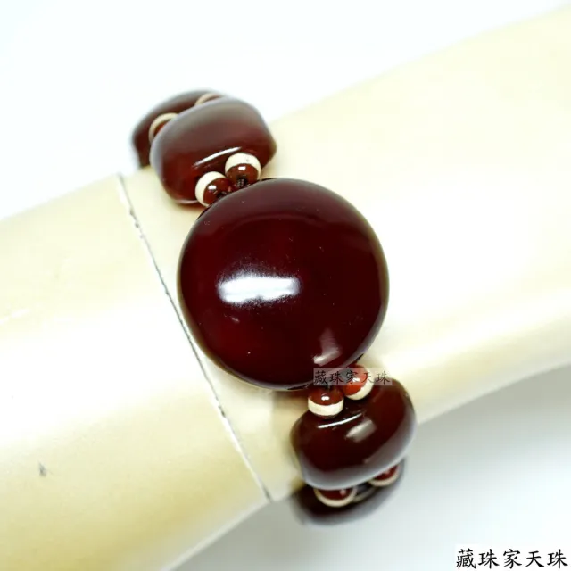 【藏珠家】精品30mm紅玉髓圓板珠天珠手鍊-5
