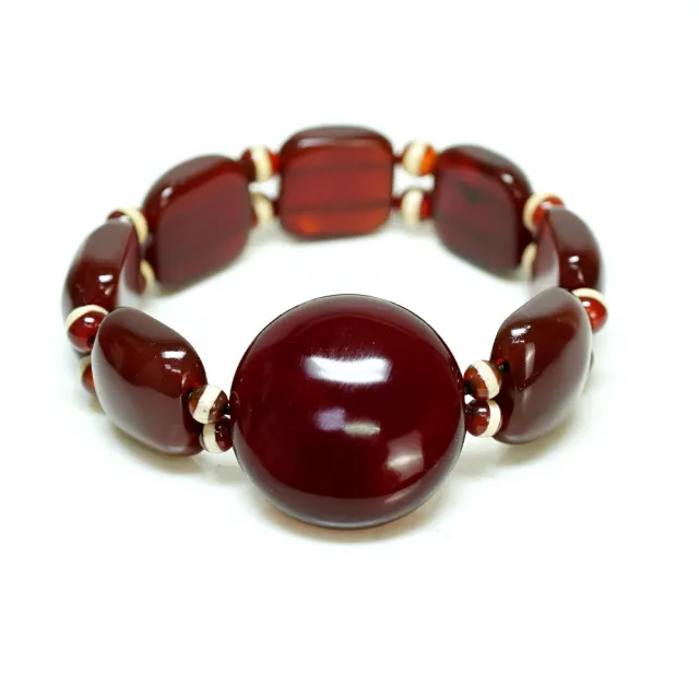 【藏珠家】精品30mm紅玉髓圓板珠天珠手鍊-5