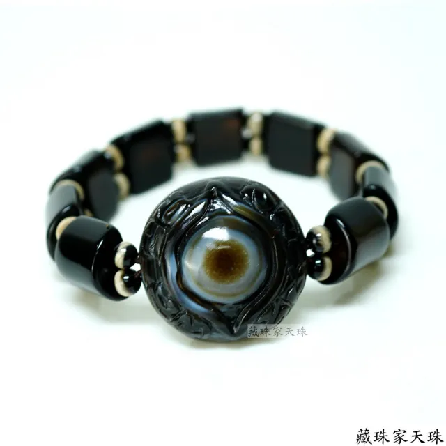 【藏珠家】精品31mm財咒天眼+十字金剛杵天珠手鍊