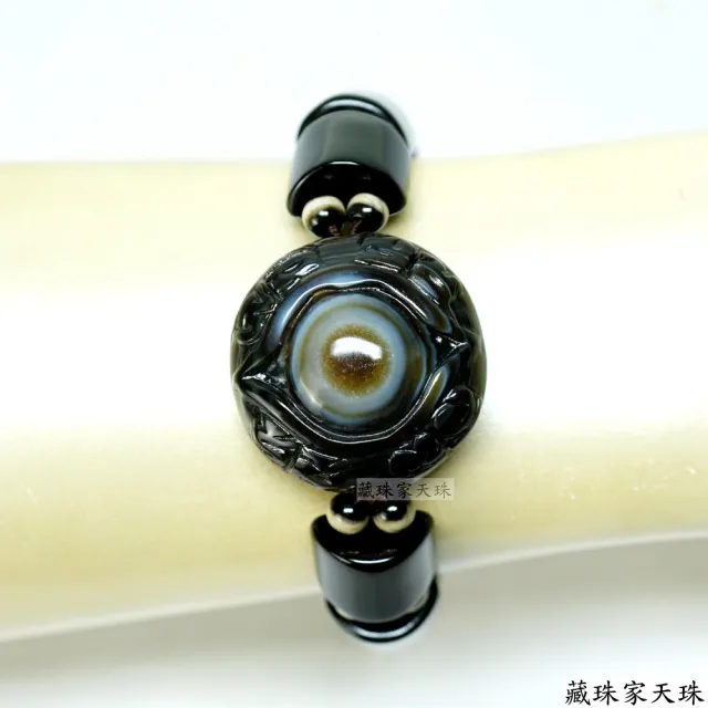 【藏珠家】精品31mm財咒天眼+十字金剛杵天珠手鍊
