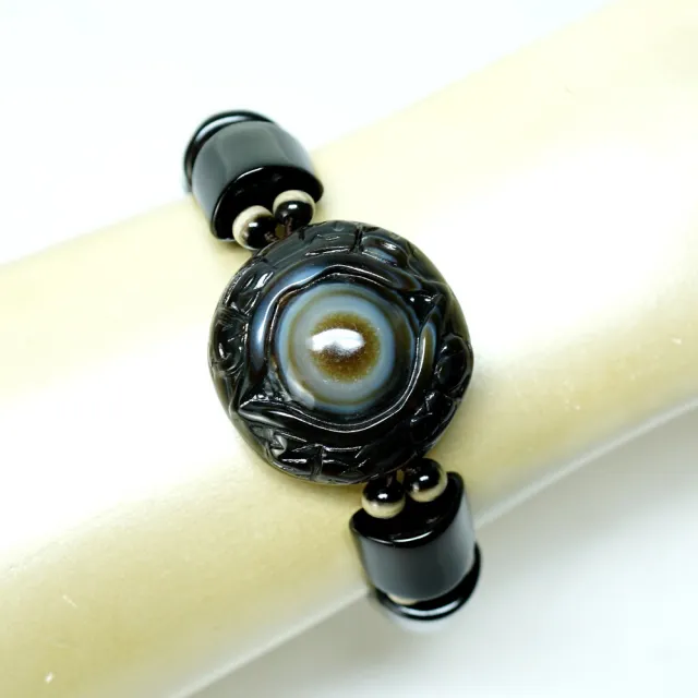 【藏珠家】精品31mm財咒天眼+十字金剛杵天珠手鍊