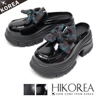 【HIKOREA】韓國空運。 激瘦7cm蝴蝶結輕量好穿厚底穆勒鞋/版型偏小(71-3633/二色/現貨+預購)