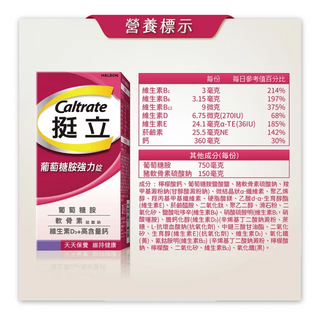 【挺立】葡萄糖胺強力錠(150錠/盒-3合1關鍵配方 軟骨素 高含量鈣與維生素D3 靈活強化)