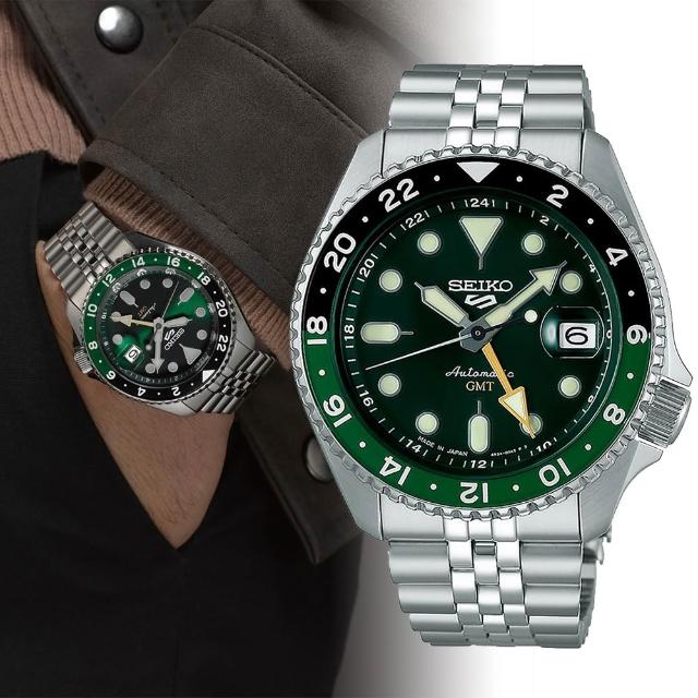 【SEIKO 精工】5 Sports GMT雙時區機械錶-42.5mm 情人節 送禮(4R34-00A0G/SSK035K1)