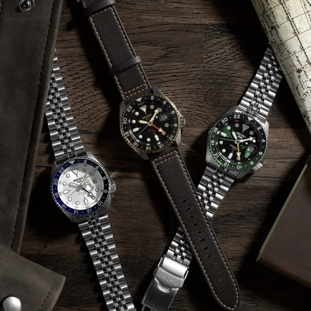 【SEIKO 精工】5 Sports GMT雙時區機械錶-42.5mm 雙11 送禮(4R34-00A0G/SSK035K1)