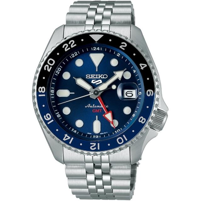 【SEIKO 精工】5 Sports GMT雙時區機械錶-42.5mm 父親節 送禮(4R34-00A0B/SSK003K1)