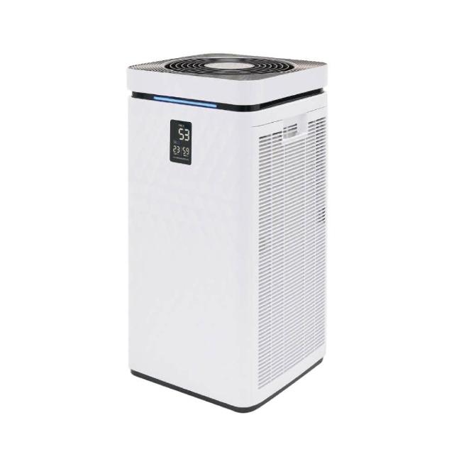 中宇環保 CEYS0600A 空氣清淨機，搭載活性碳+HEPA H12複合式濾網，有效過濾PM2.5、異味與細菌，適用最大22坪空間。臺灣製造，機身尺寸W356xD360xH720mm，重量14.6kg，睡眠模式僅38dB低噪音，最大風速68dB。電源110V/60Hz，消耗電功率50W，能源效率第一級，保固1年，BSMI許可R74842。白色系設計，配件含說明書，適閤家庭辦公室使用，提升空氣品質。