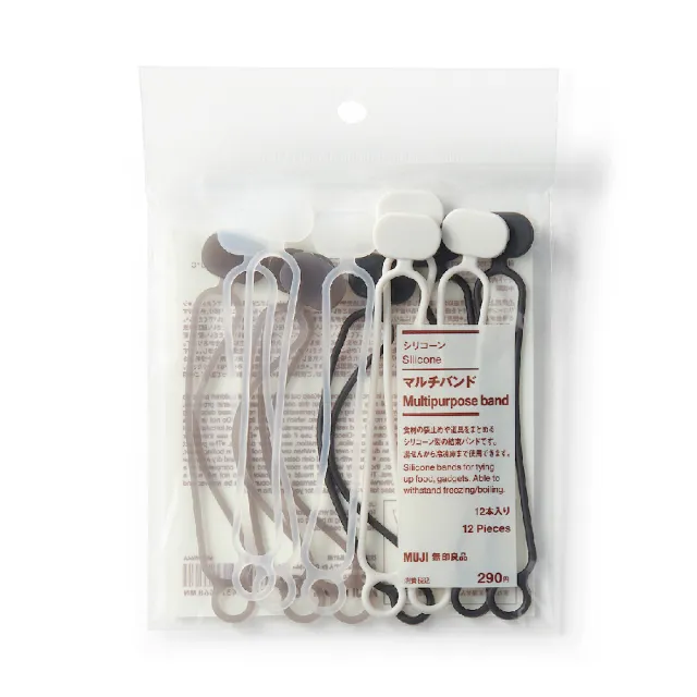 【MUJI 無印良品】矽膠多用途綁帶 約1.8x10.8x3.5cm/4色共12入