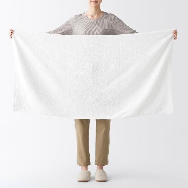 【MUJI 無印良品】棉圈絨雙線織浴巾/可吊掛(灰色/柔白/粉米/綠色/墨灰)