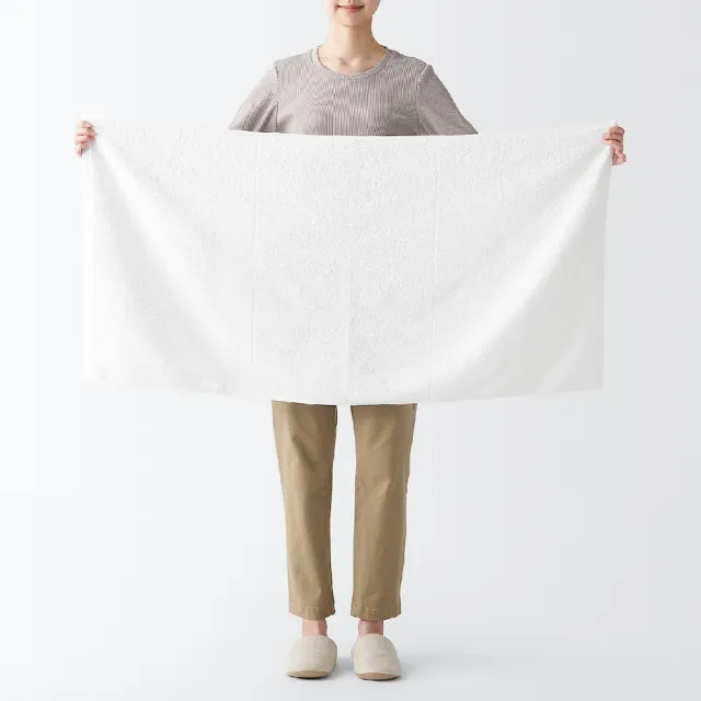 【MUJI 無印良品】棉圈絨雙線織小浴巾/可吊掛(灰色/柔白/粉米/綠色/墨灰)